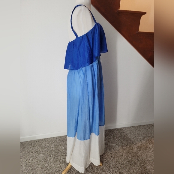 Diane Von Furstenberg Dress M Color-block Cotton And Silk-blend Maxi - Picture 3 of 7